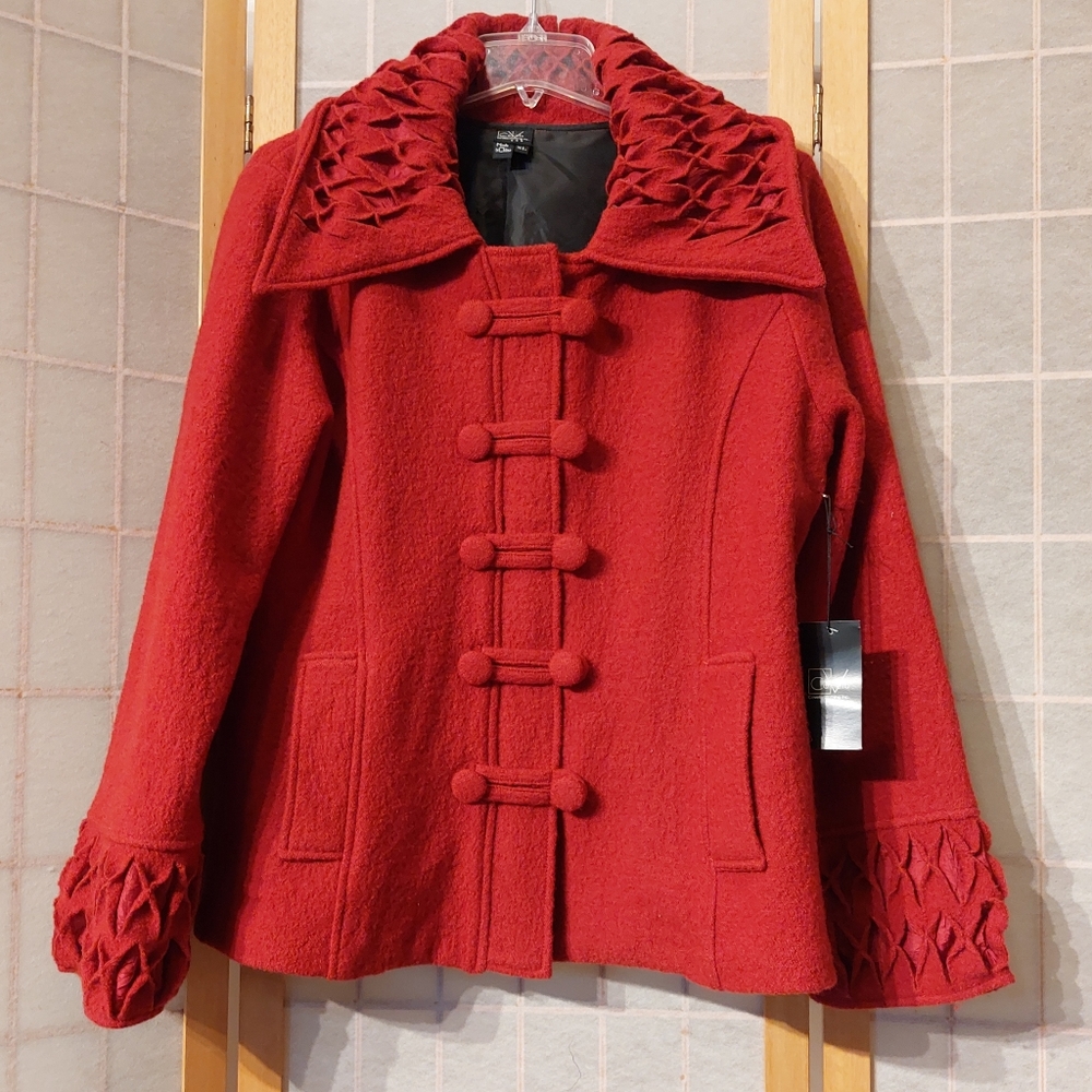Covelo red wool Casbah coat, size XL, NWT (flaws) - Picture 3 of 14